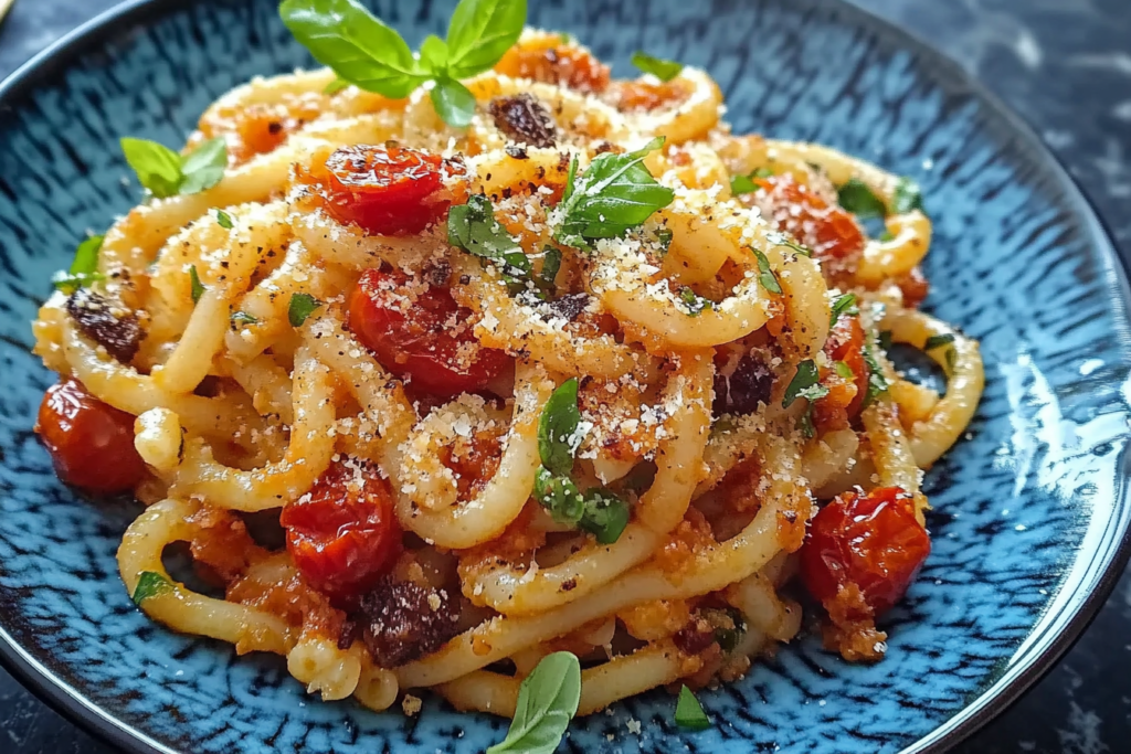 Bucatini con pomodori secchi, acciughe e pangrattato: un piatto semplice ma irresistibile